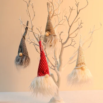 Kalėdų Papuošalai su LED Žibintai Kalėdų Beveidis Lėlės, Papuošalai Navid Karolius, Beveidis Gnome Santa Kalėdų Medžio Kabo Lėlės