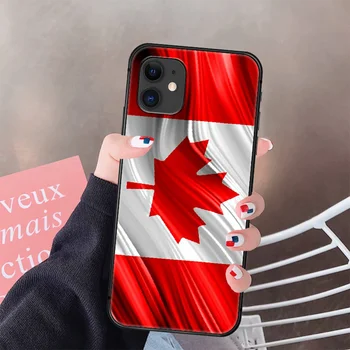 Kanados Vėliavos Raudonos Telefono Padengti Korpuso IPhone 5 5s se 2 6 6s 7 8 12 Mini Plus X XS XR 11 PRO MAX black Coque Mados Hoesjes