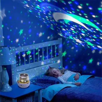 Karšto Pardavimo Projekcija Naktį Šviesos Klasikinis Subtilus Sukasi Žvaigždėtas Dangus Naktį Žibintas su baterijomis, Naktiniai Projektorius Vaikams