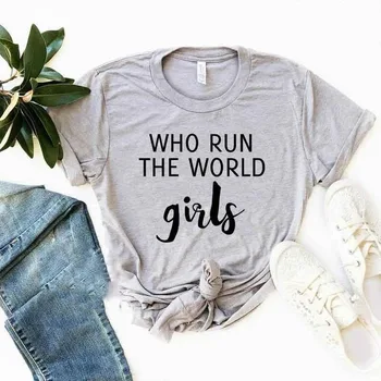 Kas Valdo Pasaulį Mergaitės Laišką, Print T Shirt Moterims Trumpomis Rankovėmis O Kaklo Laisvus Marškinėlius 2020 Metų Vasaros Mados Moterų Marškinėliai, Topai