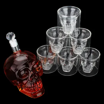 Kaukolės galvą kūrybinė asmenybė butelį degtinės krištolo kaukolės stiklinės raudonojo butelį kokteilio butelis