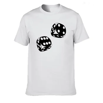 Kazino Pokerio Kauliukai Aukštos Kokybės Marškinėliai Atsitiktinis Medvilnės Vasaros trumpomis Rankovėmis Juokinga T-shirt Mans 
