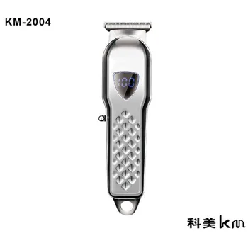 Kemei Plaukų Clipper KM-2004 Bevielis USB Įkrovimo viso Kūno Metalo Plaukų Clipper Naftos Galvos Kirpykla LCD Monitorius