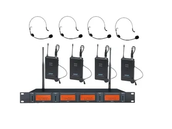 Keturių Kanalų UHF 4 Black laisvų Rankų įranga 4 Lavalier Microphone Belaidžio ryšio Sistemos kondensatoriaus mikrofonas