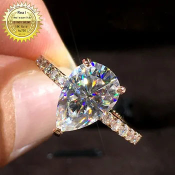 Kietasis 18K Aukso 1ct Moissanite Deimantų Žiedas D spalva VVS Su nacionalinės sertifikatą 052