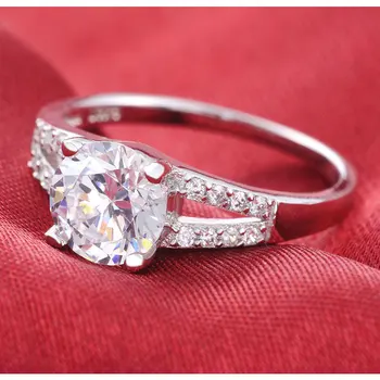 Kieto Nekilnojamojo 925 Sterlingas Sidabro vestuvės vestuvinis pažadas Žiedai Moterims, dviejų spalvų piršto papuošalai R1506