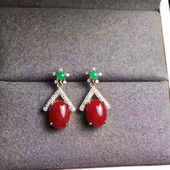 KJJEAXCMY boutique jewelryar 925 sterlingas sidabro inkrustacijos gamtos raudonos, koralų auskarai moterų modelių palaikymo testą