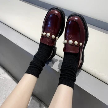 Klasikinis populiarus stilius vientisos spalvos laukinių mados puošnios dizaino ponios mažas odos batai svarbios pavasarį, rudenį W40-23