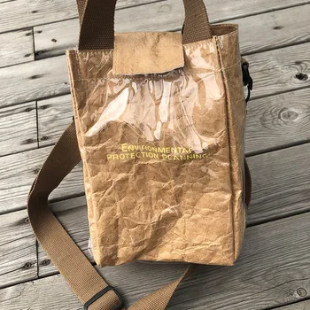 Kraft paper bag rankinė vandeniui atsparus TPU atsitiktinis paprastas universalus retro bento maišelį vieną petį įstrižainės kryžiaus mažas maišelis vietoje