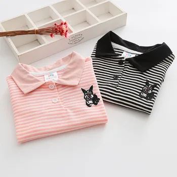 Kūdikiui Dryžuotas trumparankoviai marškinėliai 2020 m. Vasarą Naujų Mergaičių Drabužiai Vaikams Ilgai Dugno Marškinėliai