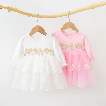 Kūdikių Mergaičių Patenka Drabužius Elegantiškas Princesė Dress+Hat 2VNT Rinkiniai Vaikams Vestuvių Suknelė Nėrinių Sujungimas, Vaikams, Suknelės Gimtadienio
