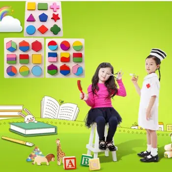 Kūdikių žaislai, Dėlionės pažinimo grabus valdybos Geometrinės Formos Rungtynės Švietimo, Vaikams, Žaislai, Spalvos Paveikslas Cognitve Žaislų Rinkinys