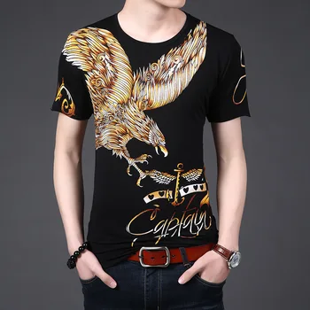Kūrybinė asmenybė 3D eagle modelis spausdinimo mados trumpas rankovės marškinėliai Vasaros 2018 m., minkštas kvėpuojantis šilko, medvilnės marškinėliai vyrams