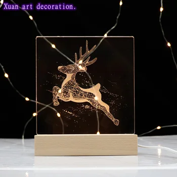 Kūrybos dovana 3D elnias stereo naktinė lempa LED dekoratyvinis mažas stalo lempos Kalėdų dovana, naktiniai staleliai, lempa namų puošybai