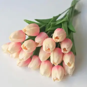 Latekso Tulpės PU Dirbtinės Gėlių puokštė Nekilnojamojo touch gėlių Namų puošybai Vestuvių Dekoratyvinės Gėlės LX8046