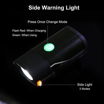 LED dviračio priekinis žibintas tailkit USB įkrovimo baterija (akumuliatorius 5 rūšių apšvietimo režimą įjungti žibintuvėlį galima naudoti kaip šviesos
