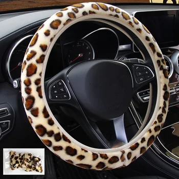 Leopard Vairas Padengti Spausdinti Pliušinis Elastinga Skyriuje Automobilio Vairo Nerijos Padengti Auto 