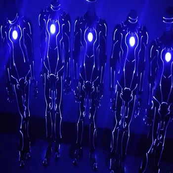 Liuminescencija Veiklos Drabužius LED Full Programavimo Robotas Optinio Pluošto etape šokių drabužiai