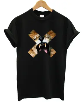 Liūtas Kryžiaus Marškinėliai Viršuje X Kriokimas Urban Hip-Hop, Gatvės Stiliaus Drabužių Prekės ženklo Vyrai Mergaitė Animaciją marškinėliai vyrams Unisex Naujas Mados marškinėlius
