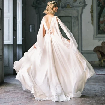 LORIE Boho Vestuvių Suknelė 2019 Chalatas de mariee Derliaus Šifono Nuotakos Suknelė Elegantiškas Vestuvių Nuotaka Chalatai