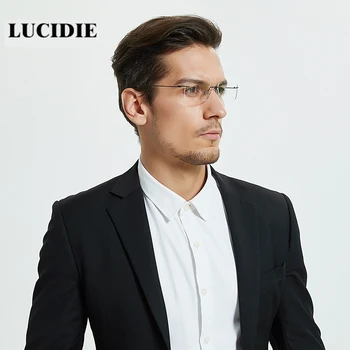 Lucidie Frameless taurės vyrų klasikinis lengvas skaidraus lęšio akiniai rėmeliai atmosfera skaidrūs akiniai