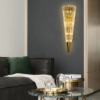 Luxury gold crystal sienos sconce už kambarį patalpų sienų šviestuvai, miegamojo naktiniai staleliai, lempa aplikacijos murale šviestuvas wandlamp