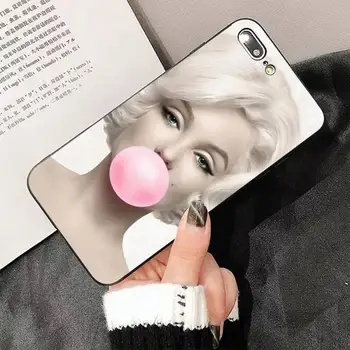LVTLV Marilyn Monroe Katę Silikono Juoda Telefono dėklas skirtas iPhone 8 7 6 6S Plus X 5S SE 2020 XR 11 12 pro XS MAX
