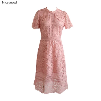 Mada moterims, patogus, elegantiškas nėrinių tuščiaviduriai iš oficialaus suknelė naują atvykimo seksualus derliaus klasikinės rožinės spalvos paplūdimio tendencijos-line suknelė