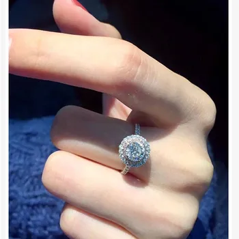 Mados 925 Sterlingas Sidabro žiedas Apvalios supjaustyti 2c Diamond 2 Supa Nutiesti nustatymas Rožinė Akmuo Vestuviniai Žiedai Moterų Prekės papuošalai