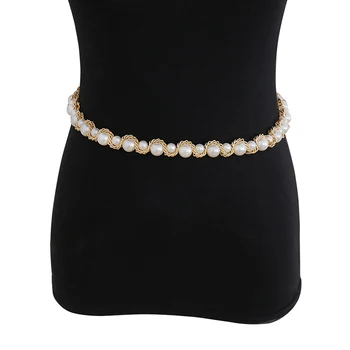 Mados Moterų Perlų Papuošalai Šalis Suknelė Juosmens Grandinės Pearl Diržai Marškinėliai