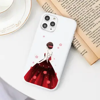 Mados raudona suknelė mergina tuoktis pora Telefono dėklas Candy Spalva Balta iPhone 11 pro XS MAX 8 7 6 6S Plus X 5S SE 2020 XR