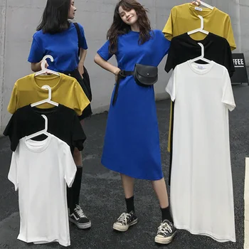 Mados suknelės moterims 2021 m. vasaros naują stiliaus suknelė moterų ilgas trumpas rankovės korėjos versija laisvi ir plonas moters suknelė