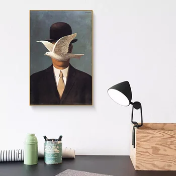 Magritte Menininkas Morden Sienos Meno Tapybos Ant Drobės Aliejaus Tapybai Už Sienos Menas Nuotraukas Akvarelė Drobė Sienos Meno Nuotrauką