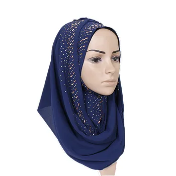 Malaizija Naujoji Nespalvoti Diamond Šifono Skara Pearl Šifono Kvėpuojantis Yw80 Mano Hijab Šalikas