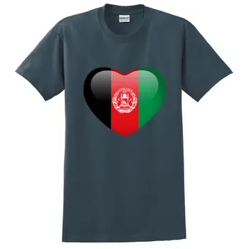 Marškinėlius Vyrų Kūrybos Vyro Trumpas Rankovėmis Tee Marškinėliai Afganistano Vėliava Širdies Spausdinti Anglis T-Shirtshort Rankovėmis Tee Marškinėliai