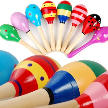 Medinė, Spalvinga Smėlio Plaktukas Rankoje Žiedai Maraca Švietimo Vaikų, Kūdikių Žaislas Puikiai tinka vaikams, siekiant ugdyti ritmo jausmą