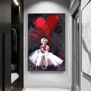 Mergaitės Kambario Dekoro Marilyn Monroe Abstrakčios Tapybos ant Drobės Sienos Postesr ir Spausdinimo Gyvenimo Kambario Dekoro be Rėmelio