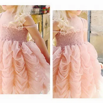 Merginos Smocked Suknelė Rožinės spalvos Tiulio Baleto Slydimo Suknelė Vaikai Princesė Šalis Suknelė Mergaitėms Vaikas Drabužius E28128