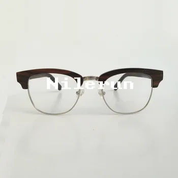 Metalo viso kadro juodmedžio medienos pusė kadro optinio skaitymo akiniai