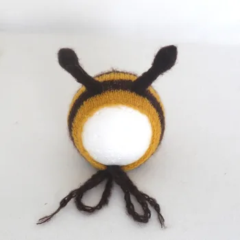 Mezgimo žaislas Naujagimių megzti skrybėlę Naujagimių bičių skrybėlę Naujagimių fotografijos rekvizitai