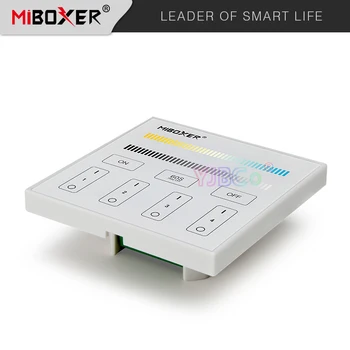 Miboxer X2 DMX512 Meistras Spalva Tempertature Touch Panel AC100~240V 4-Zona, DMX512 + 2.4 G Bevielio Grūdinto Stiklo Sienos Jungiklis