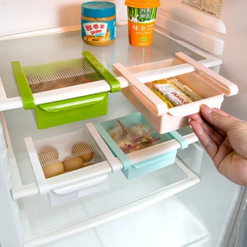 Mini ABS Skaidrių Virtuvės Šaldytuvas Šaldiklis Erdvė Užsklanda Organizacijos stalčiuko Vonios Lentyna Šaldytuvas stalčiuko