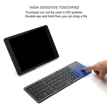 Mini Bluetooth USB Įkrovimo Klaviatūra, Touchpad Bevielio Sulankstomas Slim Klaviatūra PC Tablet Nešiojamas kompiuteris