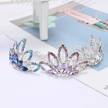 Mini Mielas Gėlių Krištolas Kalnų Krištolas Princess Crown Plaukų Šukos Gimtadienio Rožančiai Mergaitėms, Vaikams, Plaukų Papuošalai, Aksesuarai