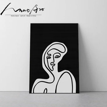Minimalistinė tapyba, plakatas spausdinimo Abstrakčiai portretas drobė sienos meno šiuolaikinės siena juoda ir balta apdaila Fauvism panele