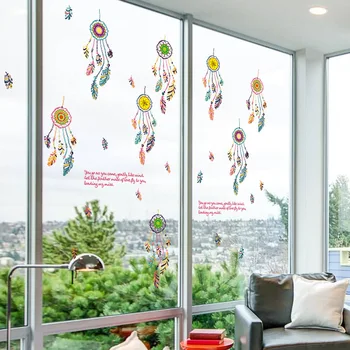 Modernus minimalistinis vėjo varpelių plunksnų siena lipdukas miegamojo kambarį stiklo durų ir langų fone namų puošybai