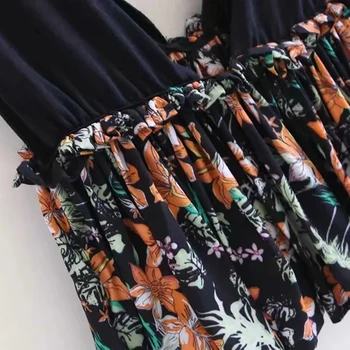 Moterims seksualus vasaros v-kaklo juoda za diržas moteriška palaidinė 2020 mados gėlių spausdinti elastinga juosmens backless berankoviai marškinėliai topai
