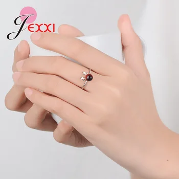 Moterų 925 Sterlingas Sidabro Korėjos Tika Metalo Karka Atidaryti Žiedai Dovana Kristalų Papuošalai Vestuves Reguliuojamas Piršto Žiedą