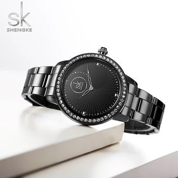 Moterų Laikrodžiai Top Brand Shengke Prabangių Deimantų Žiūrėti Moterų Laikrodžiai Mados Nerūdijančio Plieno, atsparus Vandeniui Laikrodis Montre Femme