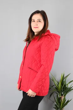 Moterų tendencija kailis 15071 rudenį, žiemą šiltas, stilingas plius dydis atsitiktinis gobtuvu mygtuką kišenės lengvas sportas naujo sezono mados turkijos padaryta